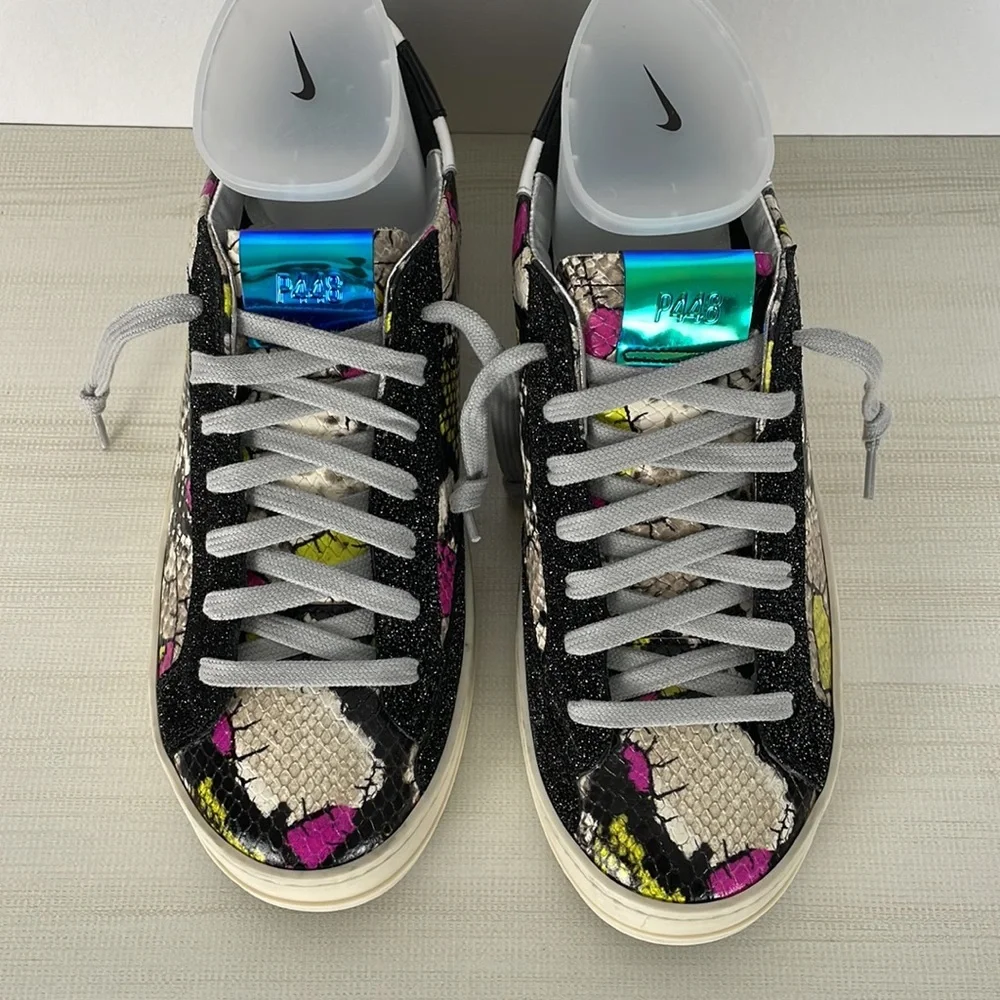P448 women's S-21 John-W multicolor lace up snakeskin low top sneaker Size 7.5-8